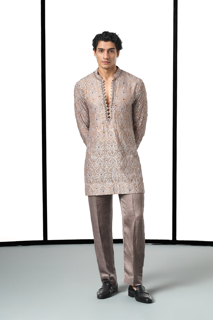 Taupe applique kurta set