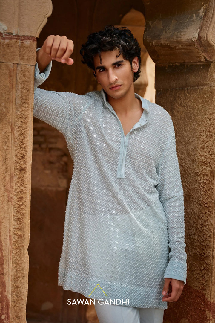 Mint Jaal work kurta set