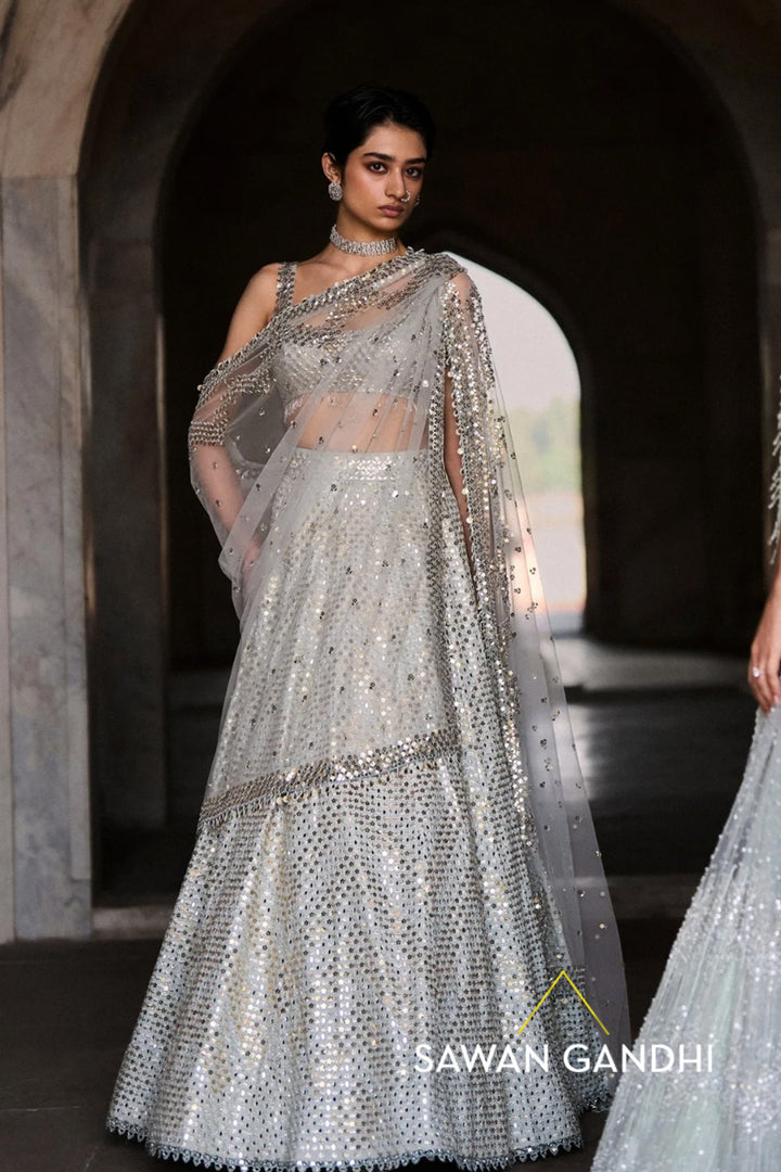 Ice Blue Star Sequins Lehenga