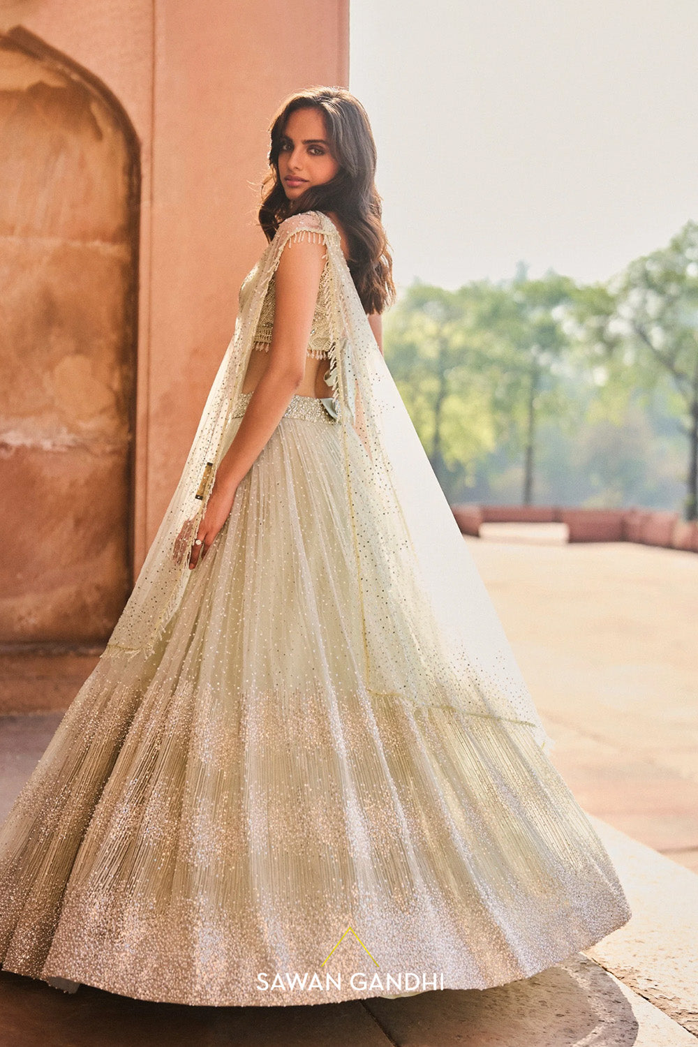 Pastel Green Sequin And Beadwork Lehenga
