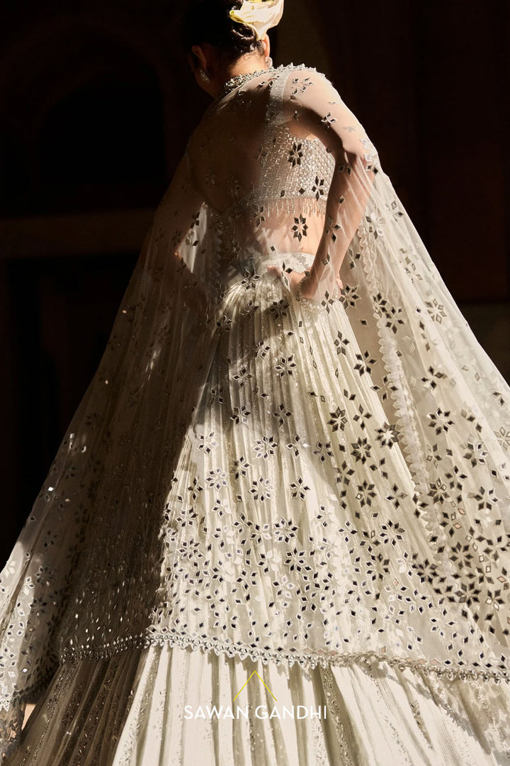 Grey Sequin And Threadwork Vines Lehenga