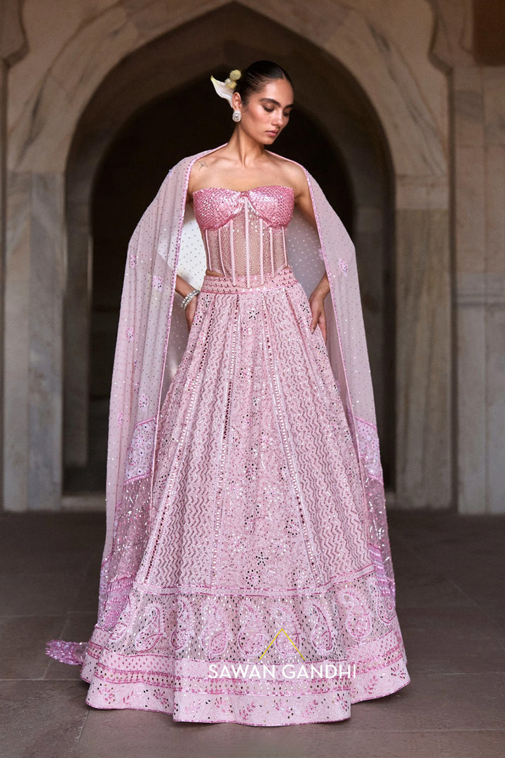 Pink chikankari lehenga