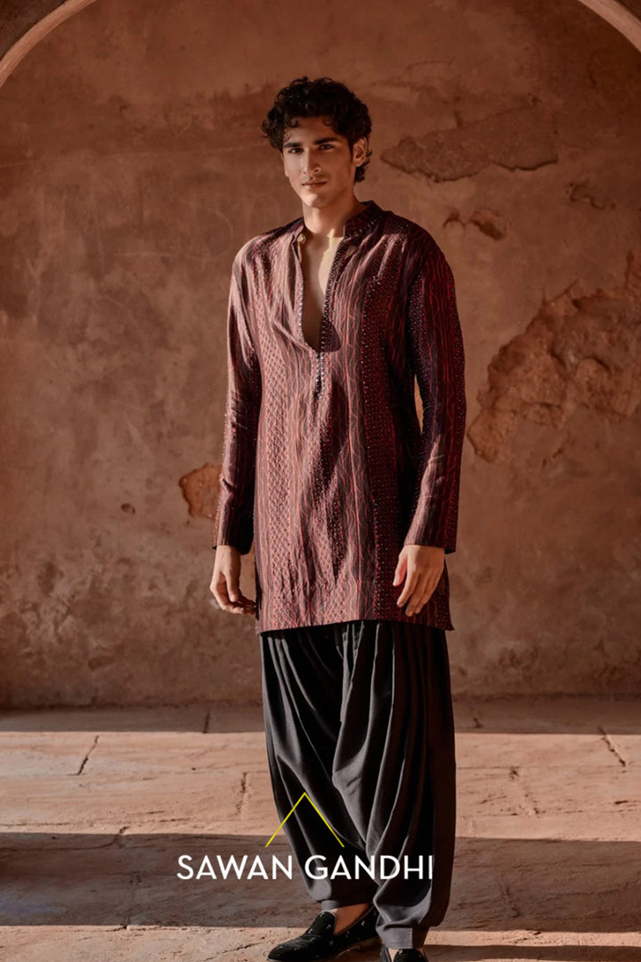 Deep maroon Shiburi kurta set