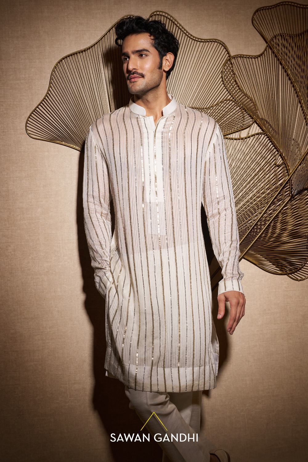 Ivory sheer organza kurta