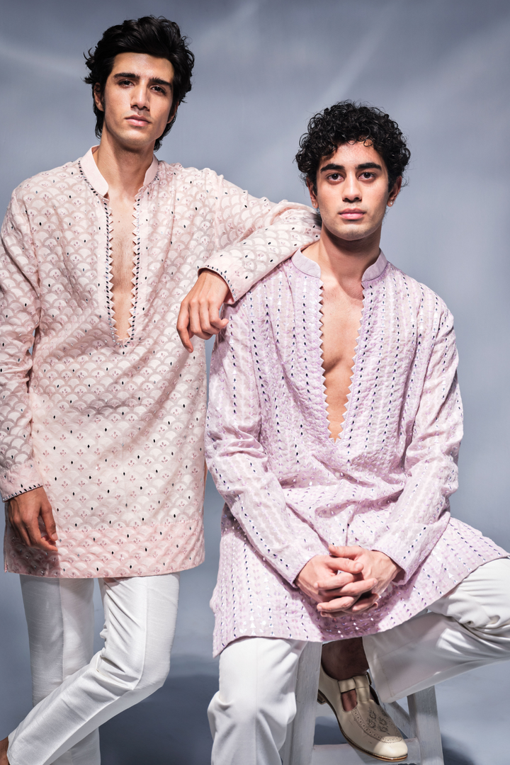 Lilac patra work Kurta