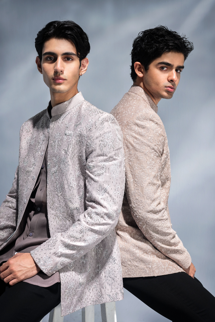 Dusky pink threadwork bandhgala