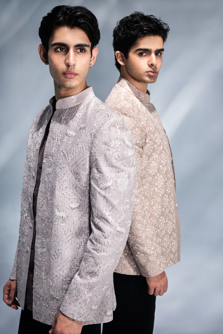 Dusky pink threadwork bandhgala