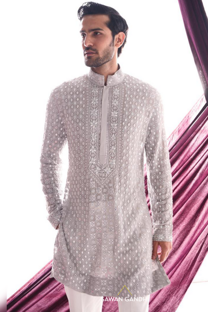 Grey chikankari kurta