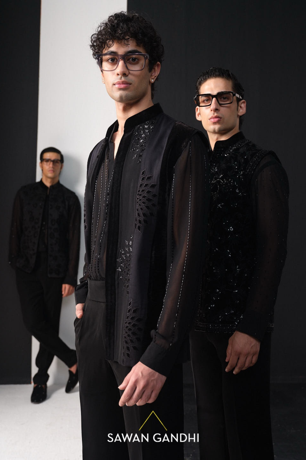 Black applique work Nehru