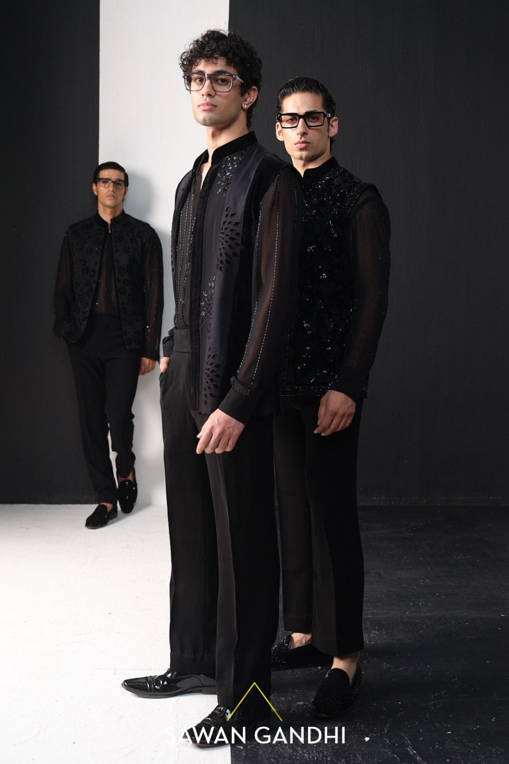 Black applique work Nehru