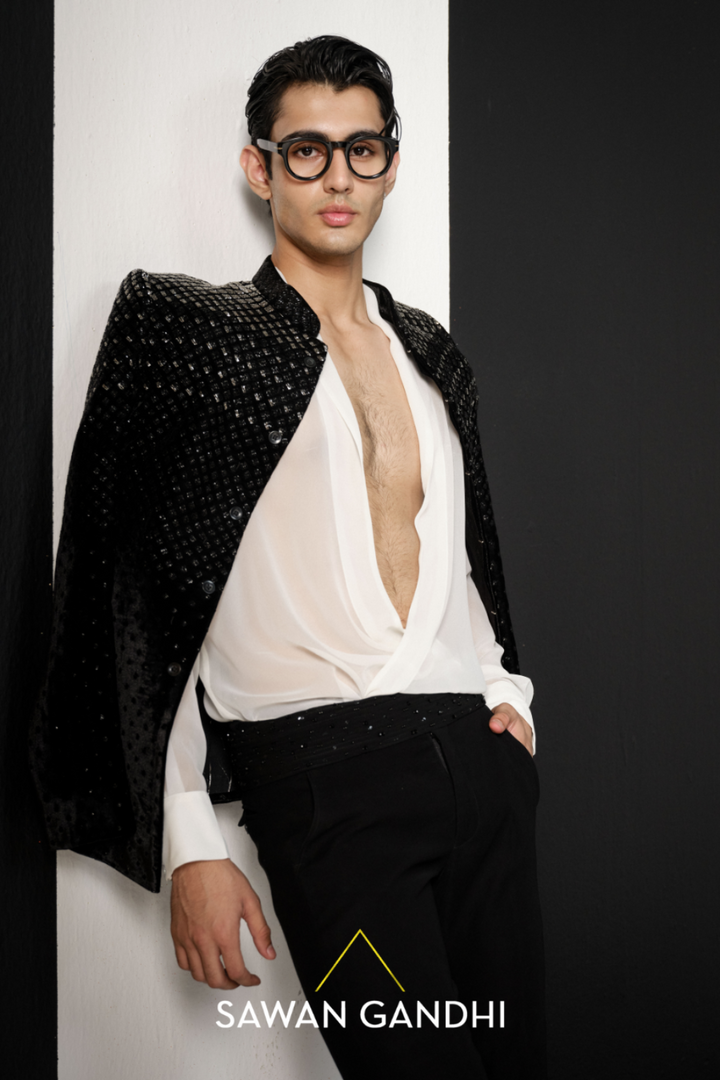 Black ombre bandhgala