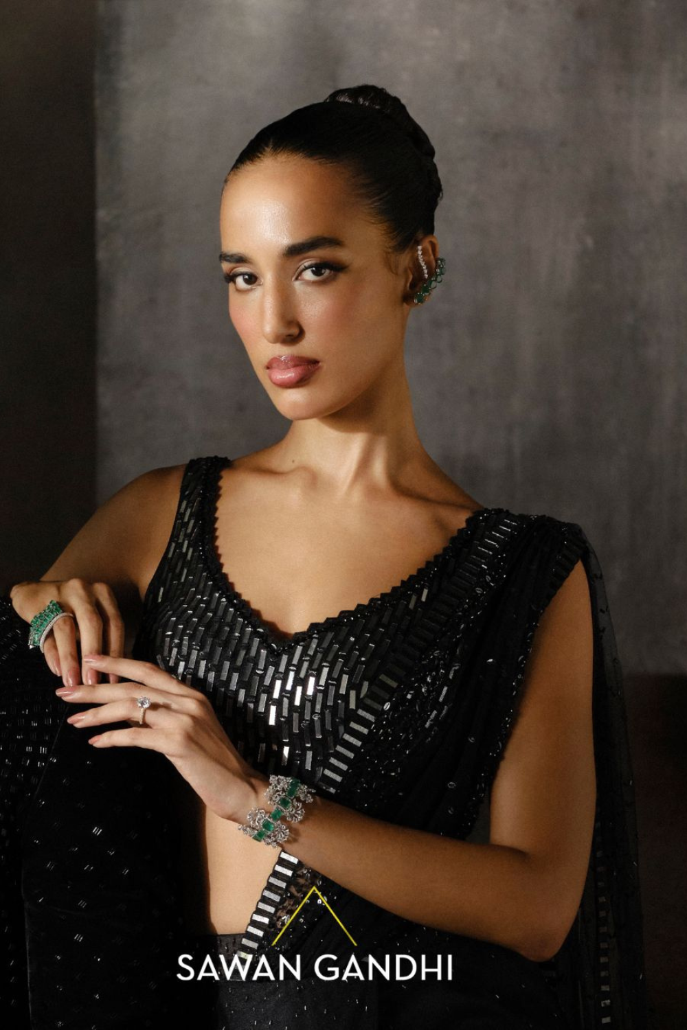 Black ombré drape saree