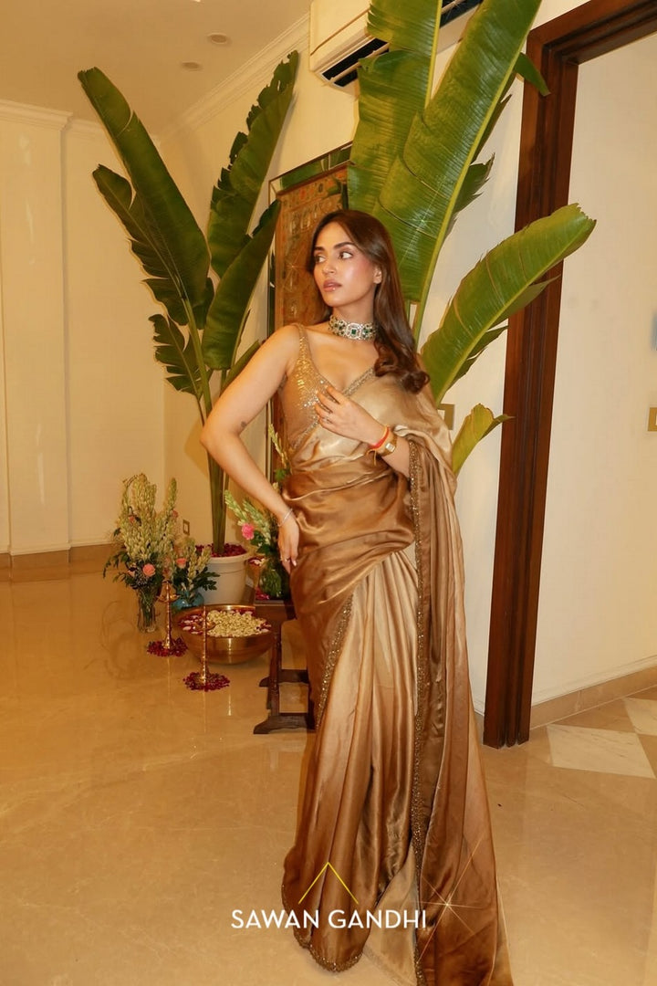Mehak Bakshi in Gold Ombre Saree