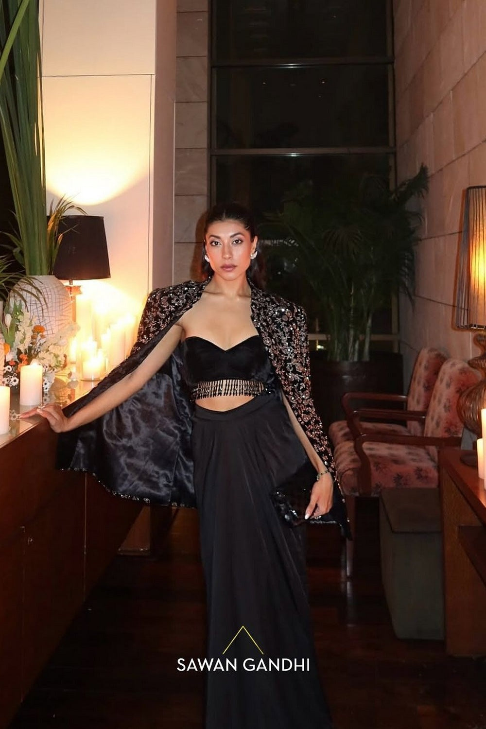 Upalina Gupta in Black Jacket and dhoti set