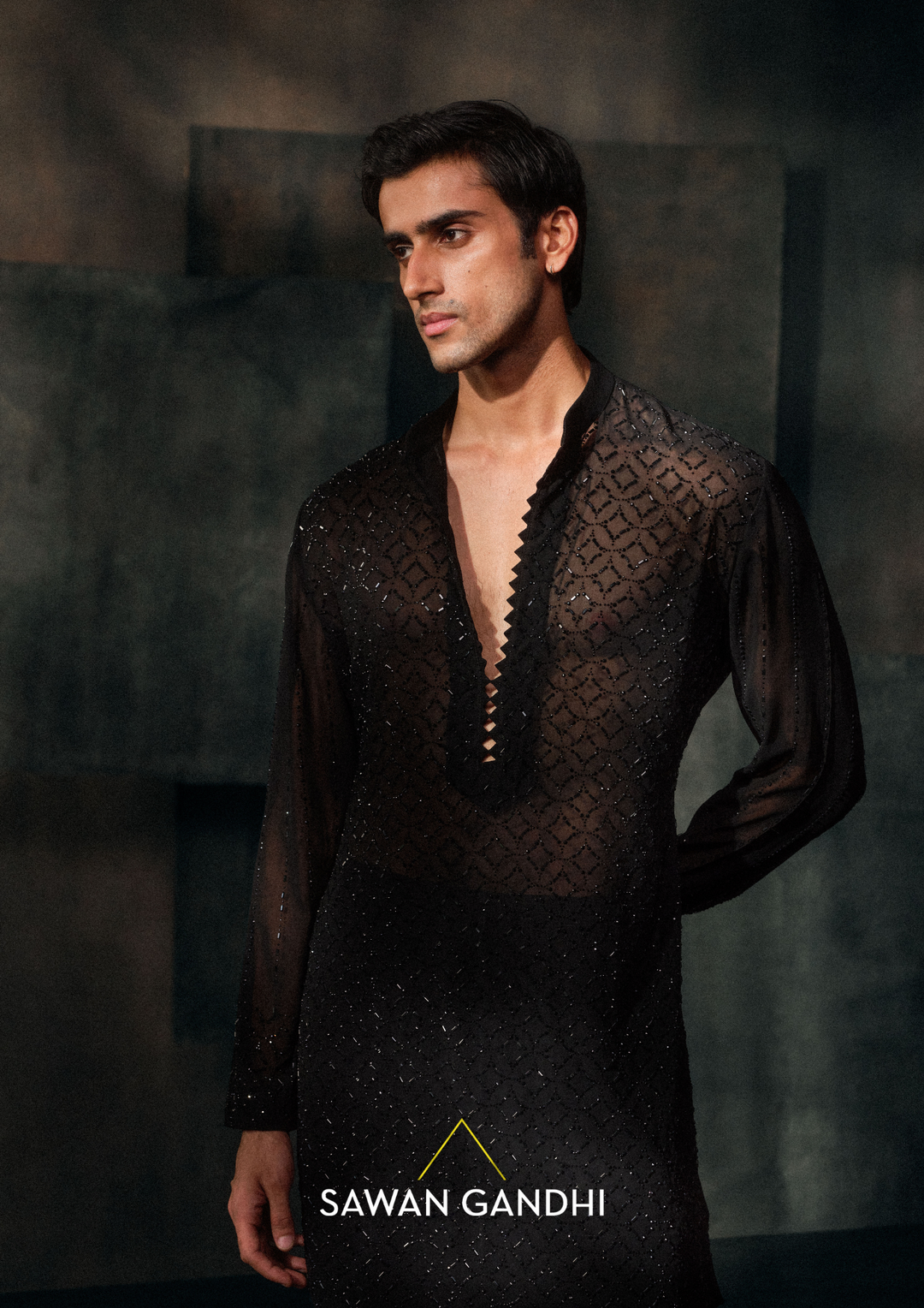 Black Swaroski Jaal Kurta