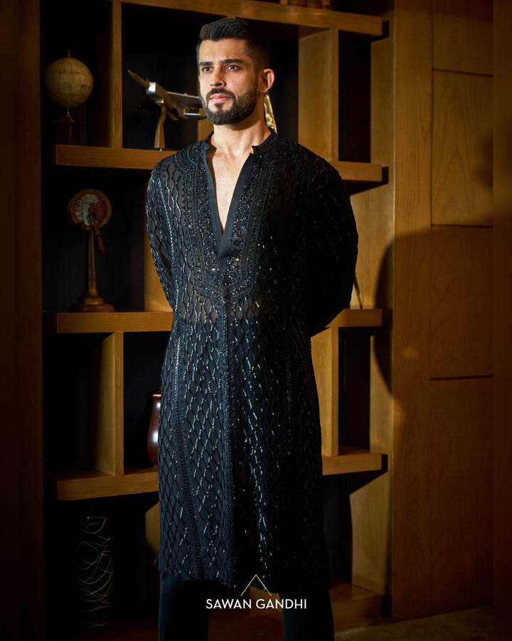 Black DnA lines kurta