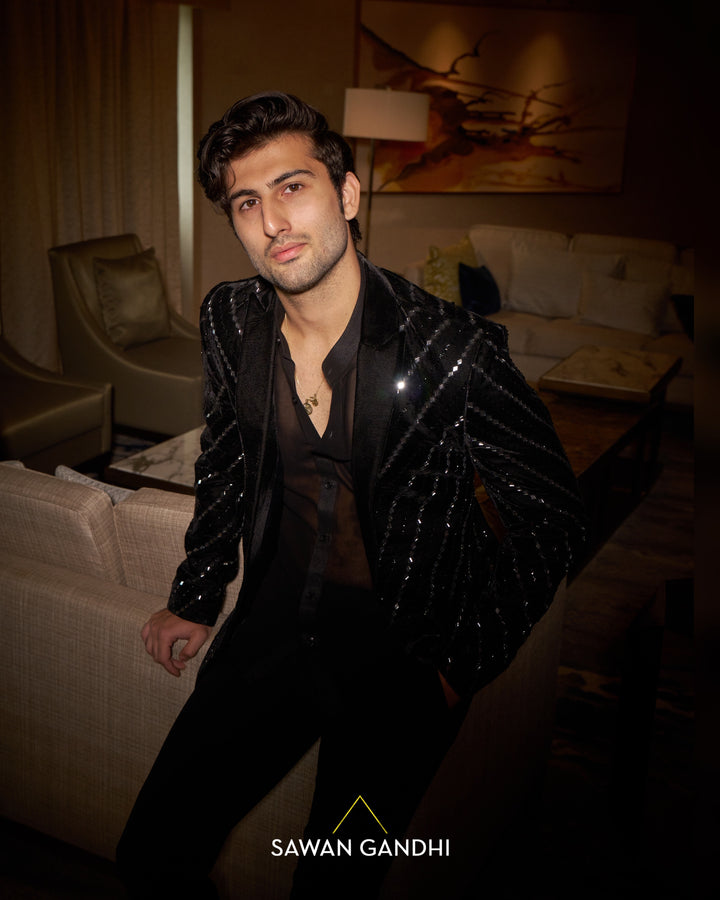 Black mirror chevron jacket