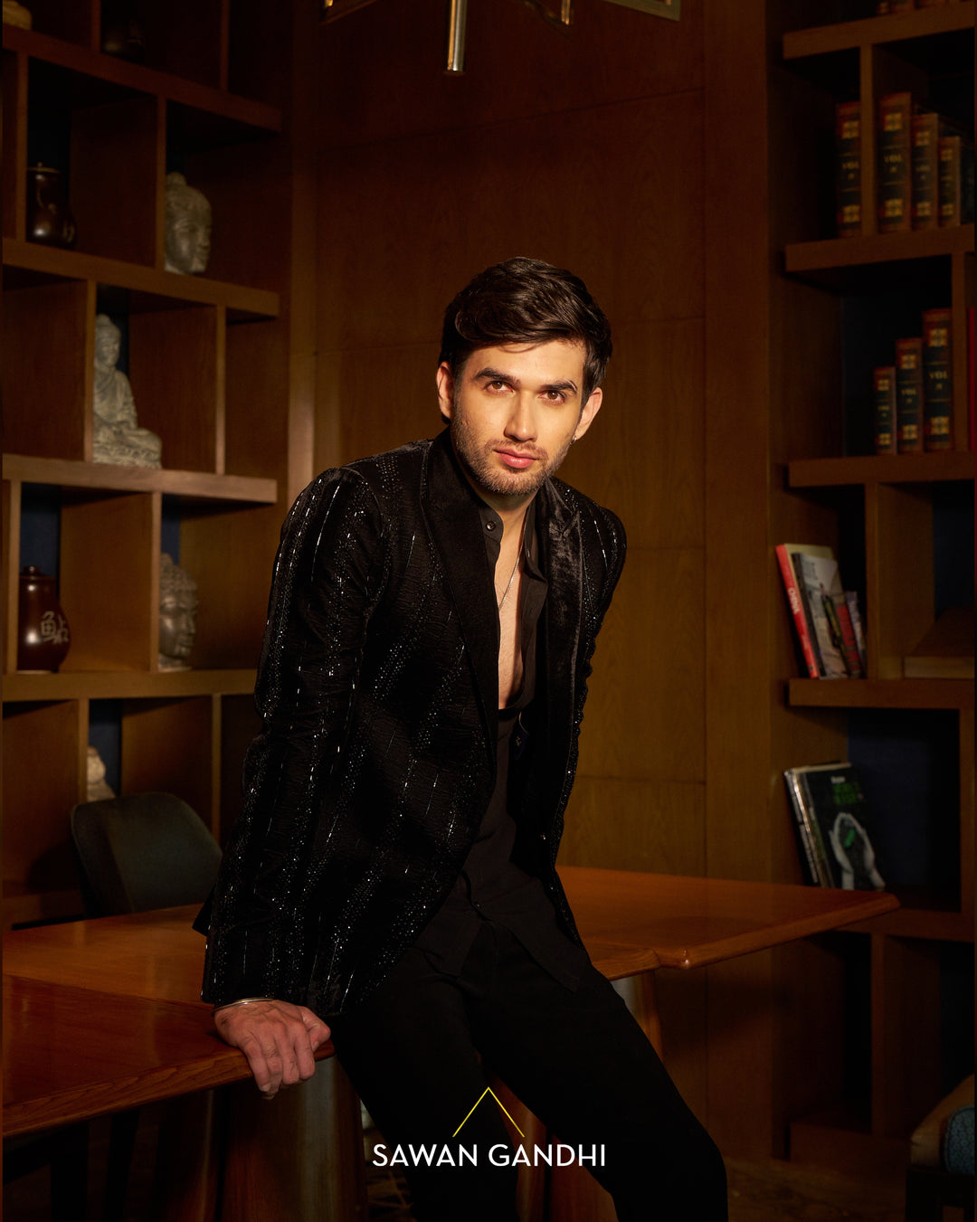 Black velvet swarosvki stripe jacket