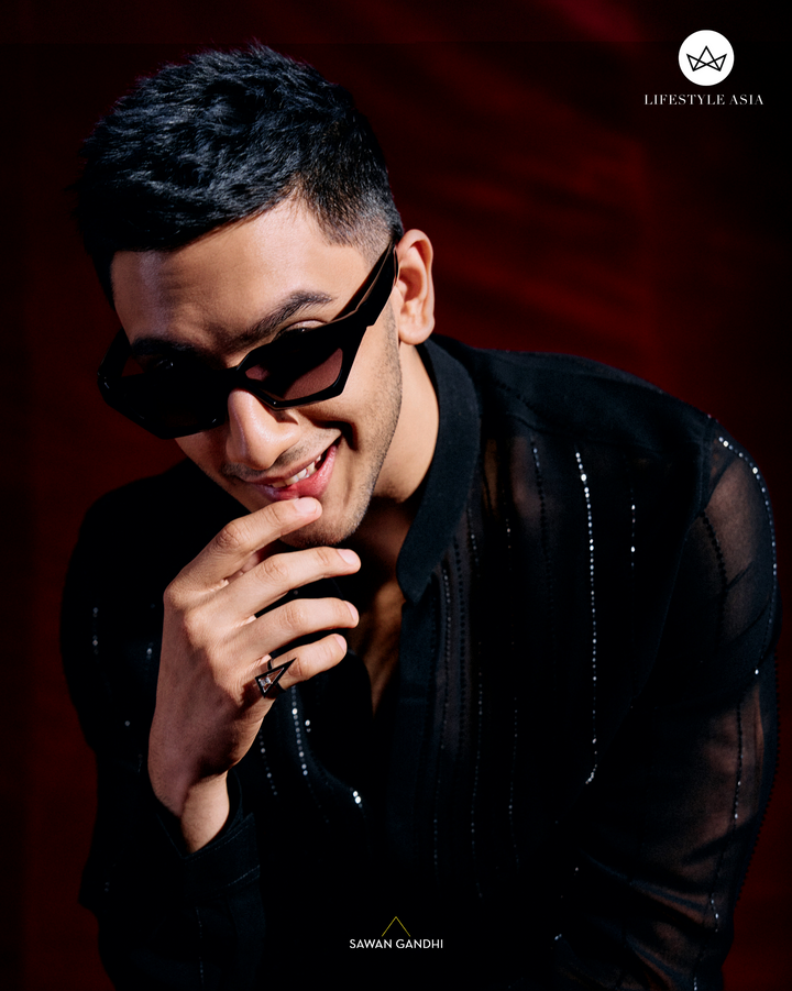 Vedang Raina in Black sheer embroidered shirt