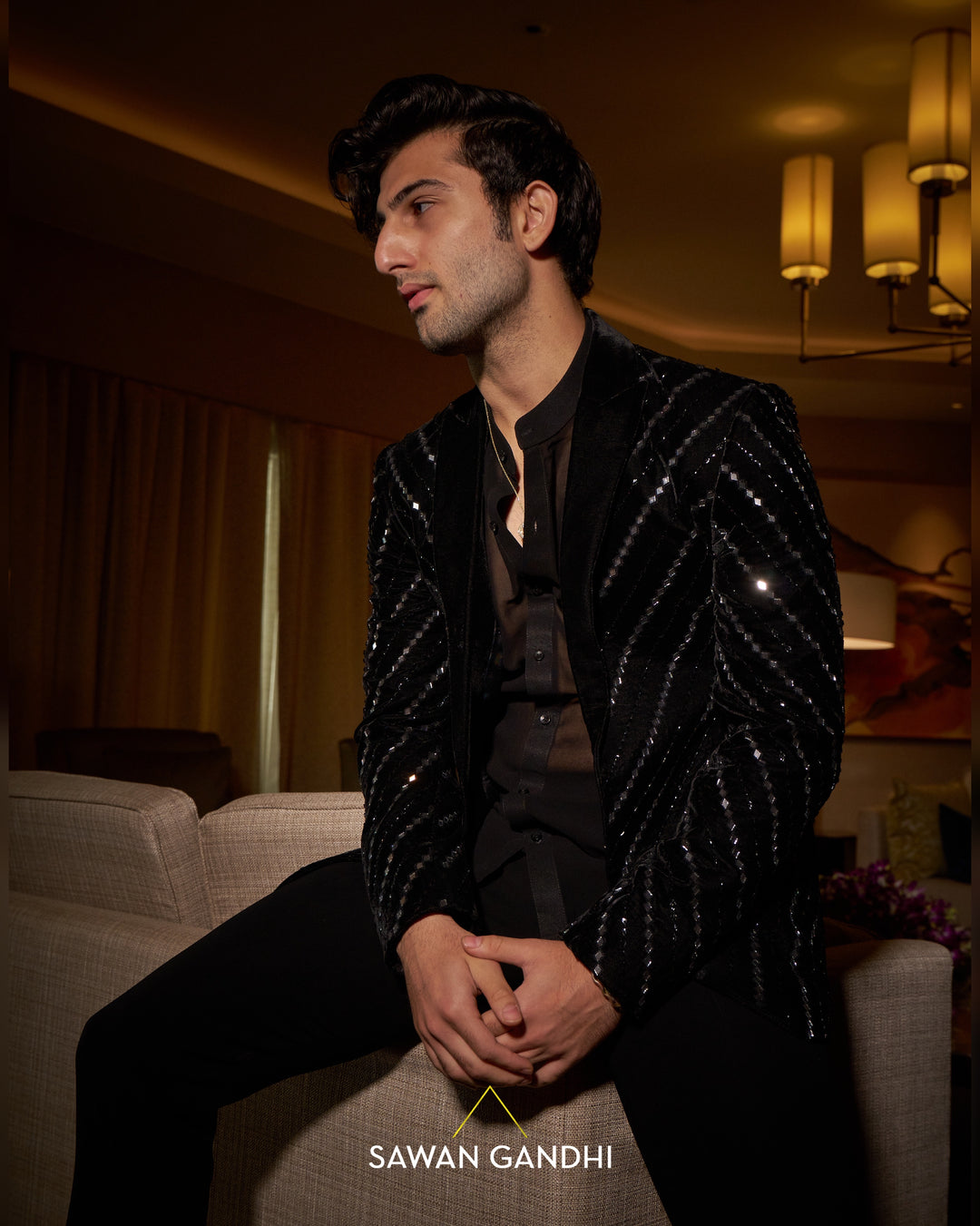 Black mirror chevron jacket