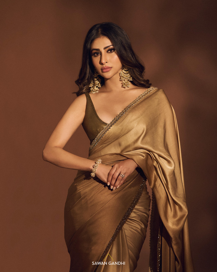 Mouni Roy in Gold ombré saree