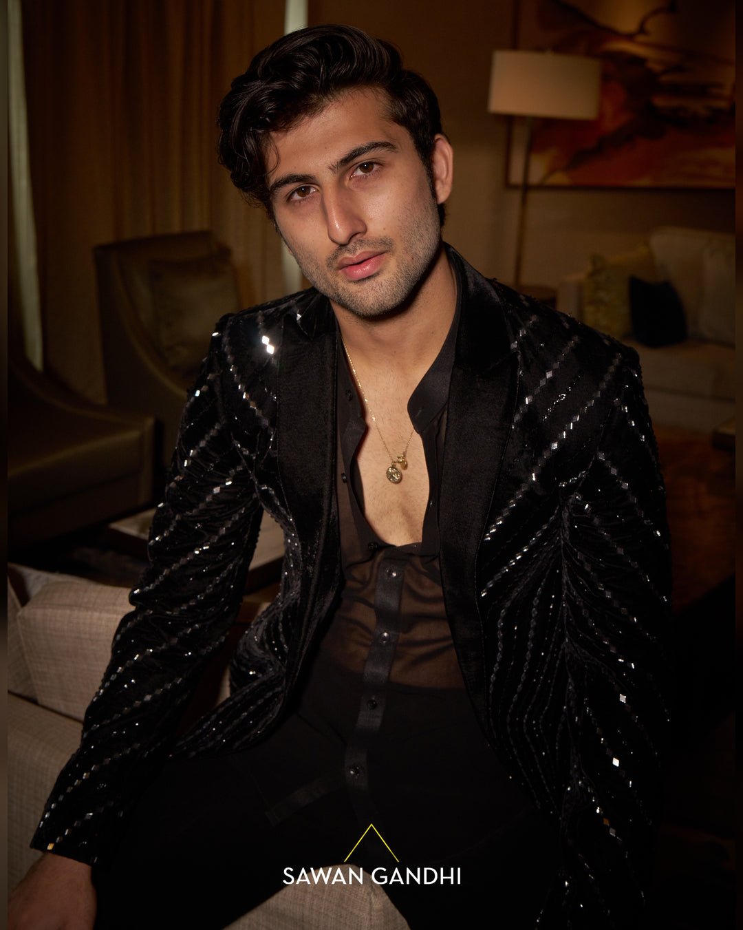 Black mirror chevron jacket