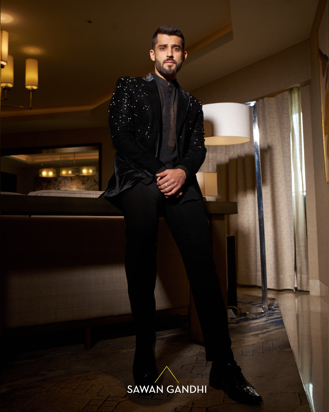 Black cutdana  jacket