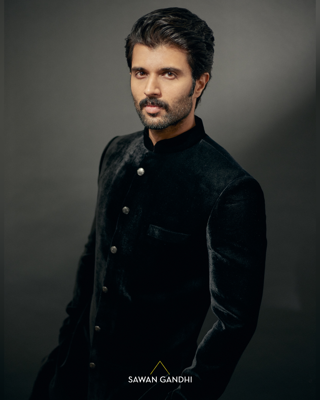 Vijay Deverakonda in Black velvet sherwani