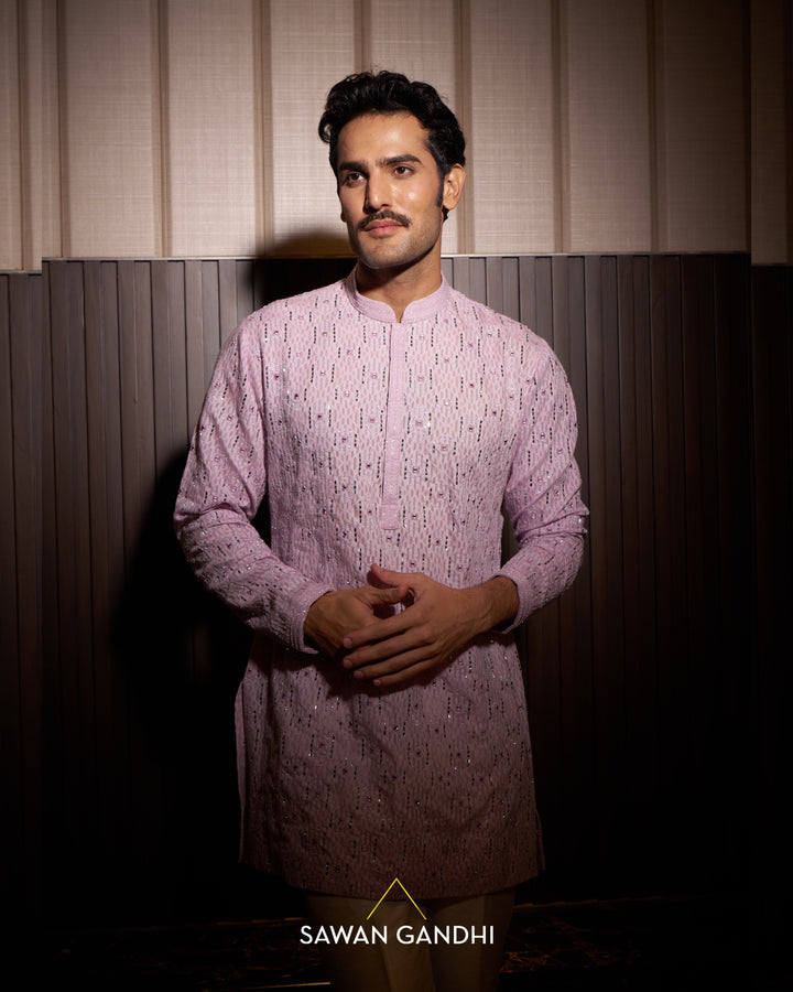 Lilac self chanderi kurta
