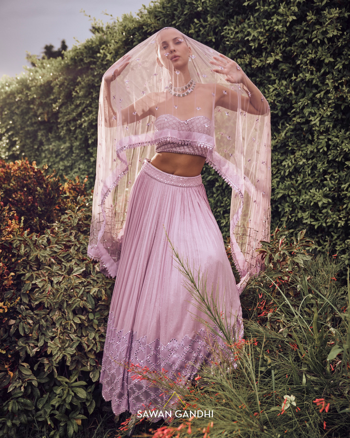 Lilac sequins lehenga
