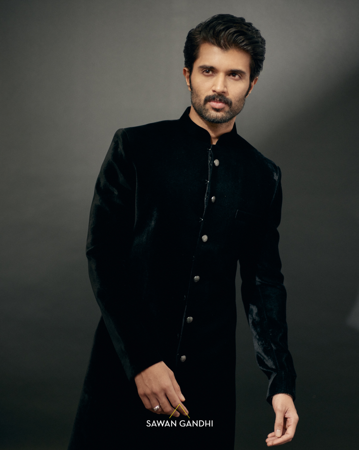 Vijay Deverakonda in Black velvet sherwani