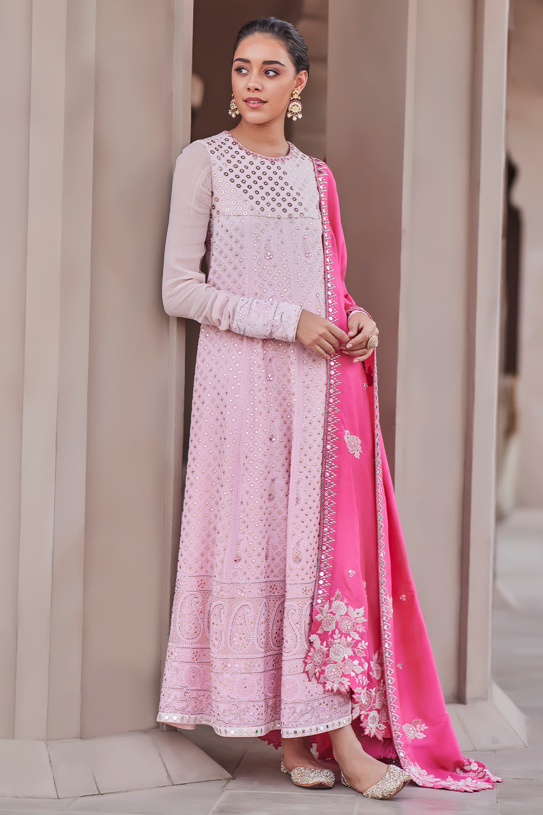 Blush Pink Chikankari Anarkali