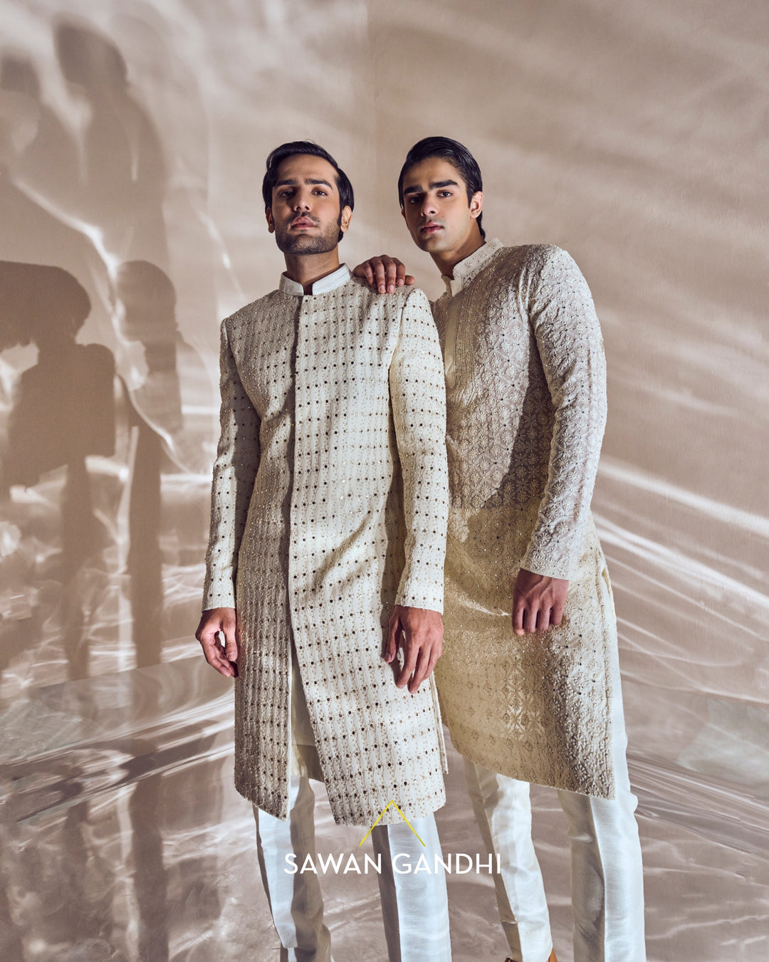 Ivory Mukaish sherwani