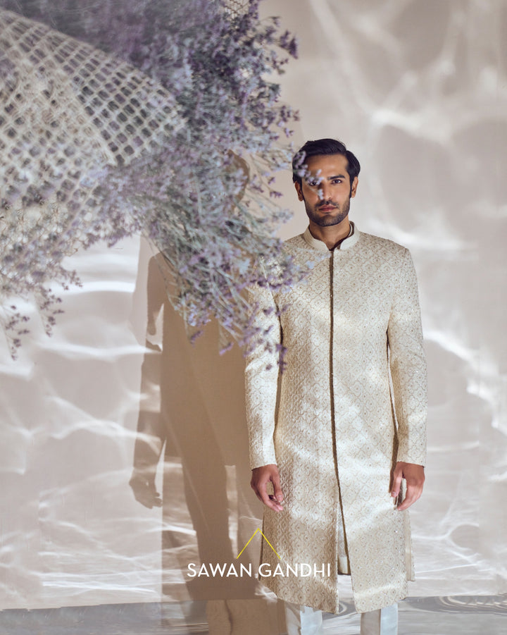 Light beige Chikankari sherwani