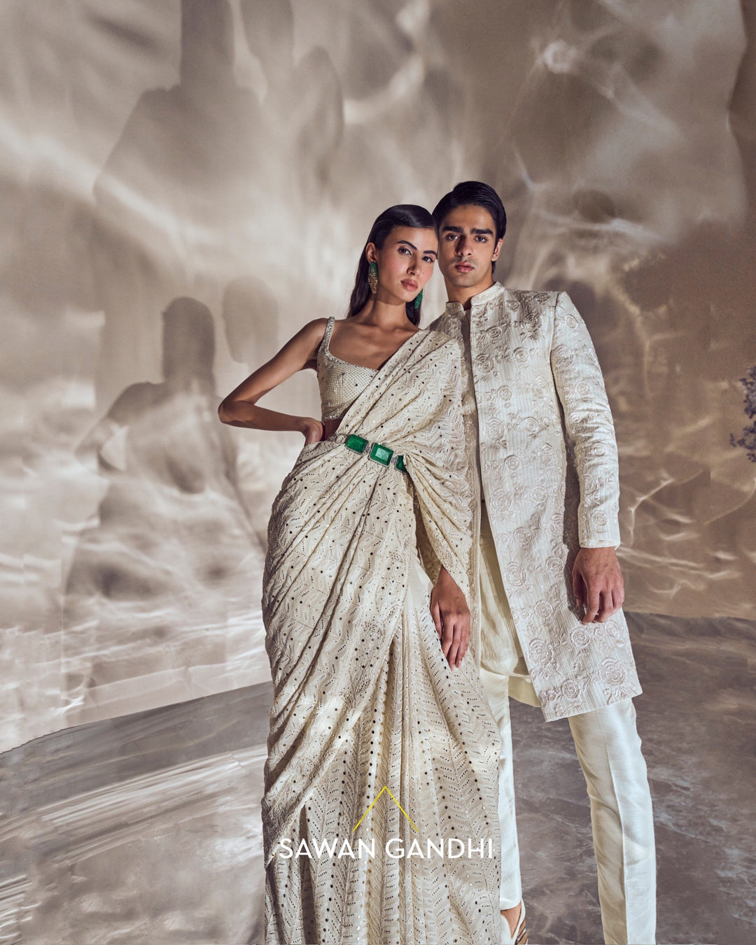 Ivory leaf chikankari set