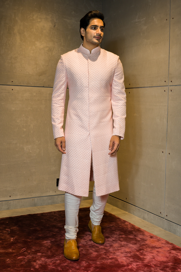 Peach Cloud Sherwani