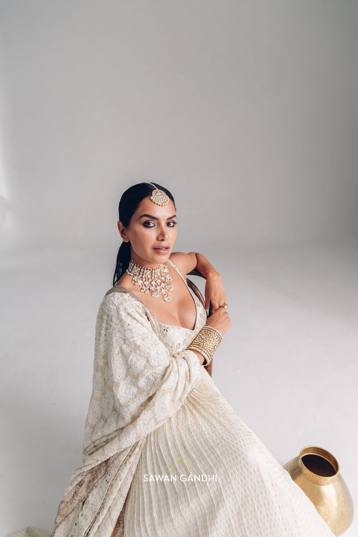 Diipa Khosla in Ivory georgette lehenga