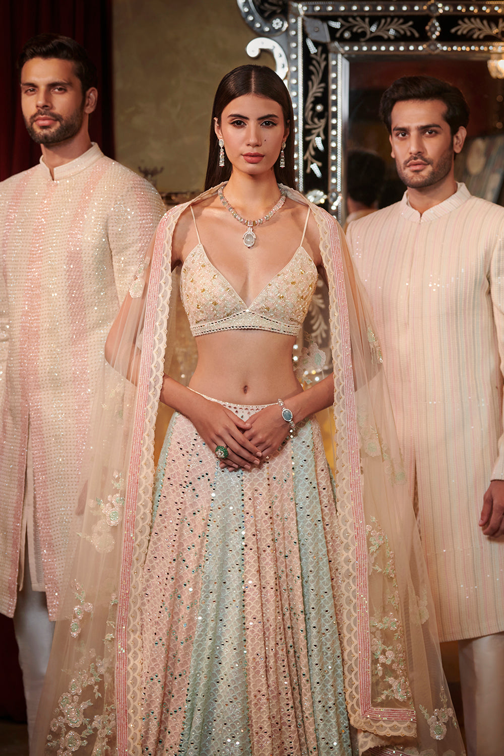 Multi tone chikankari lehenga