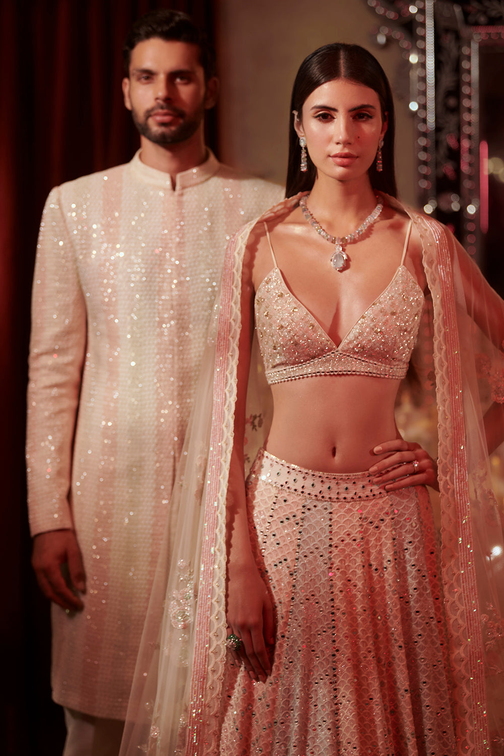 Multi tone chikankari lehenga