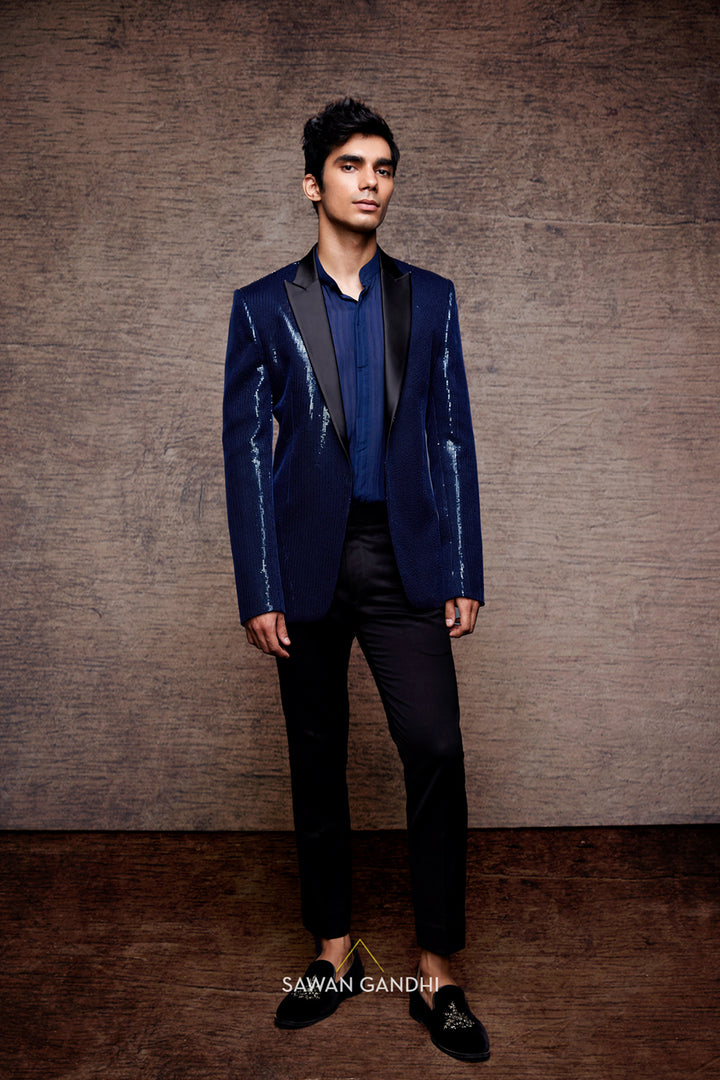 Electric blue sequin tuxedo