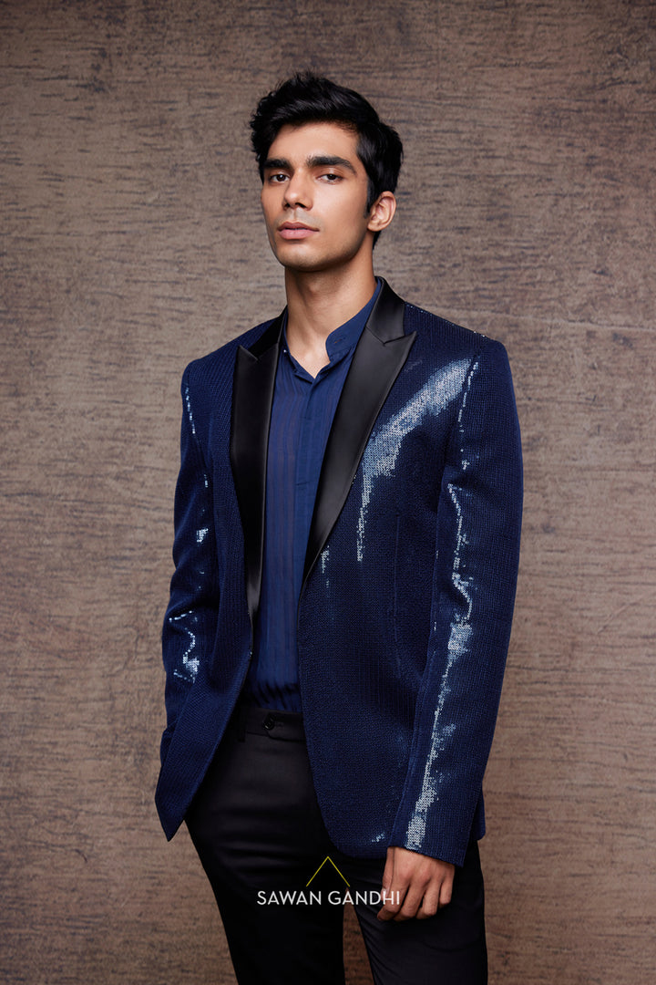 Electric blue sequin tuxedo
