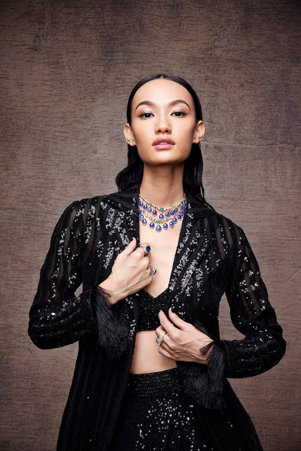 Black sequin lehenga