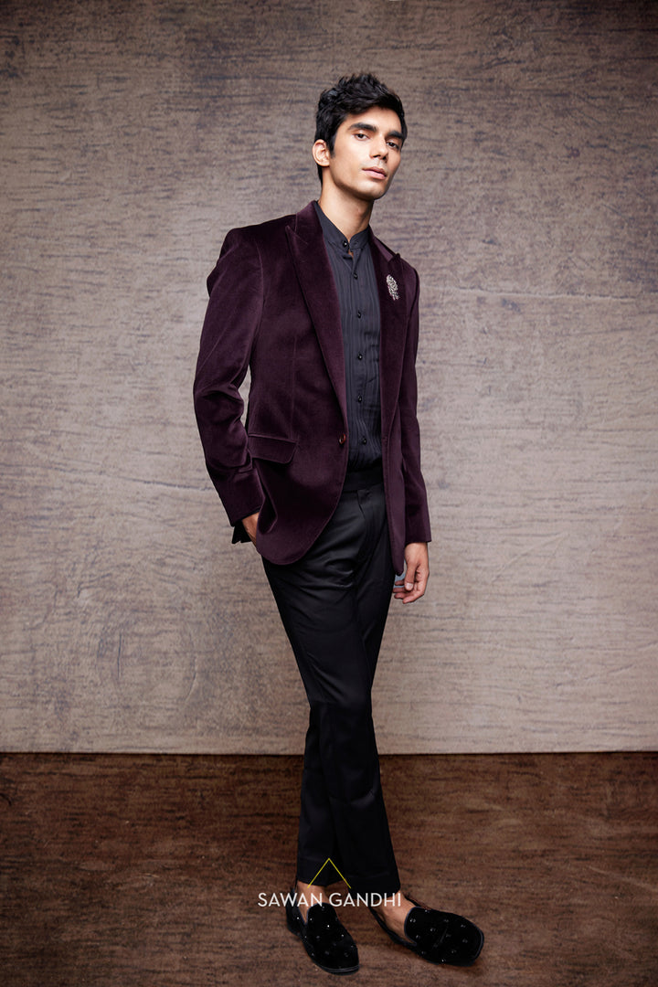 Wine velvet jacket