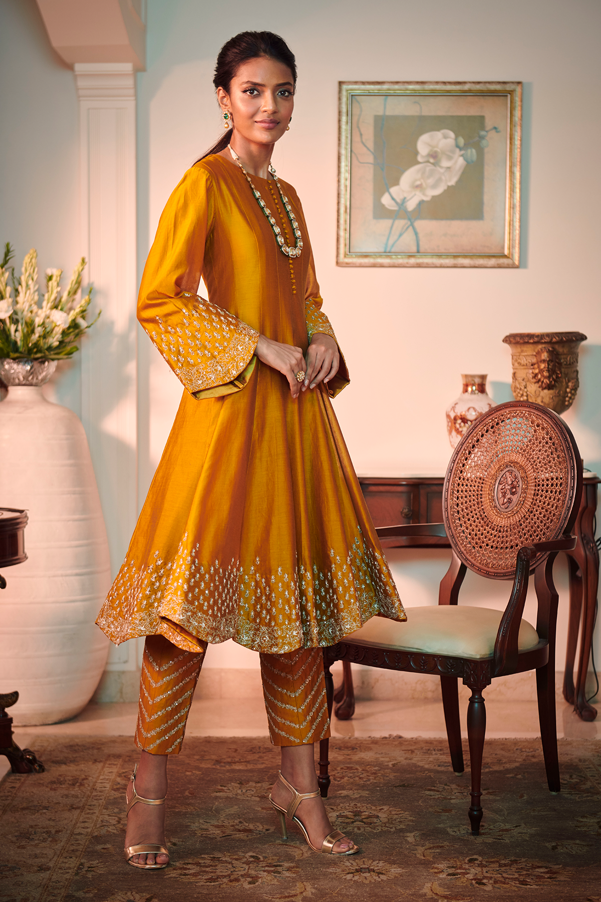 Women Printed Anarkali Suit With Pant And Dupatta