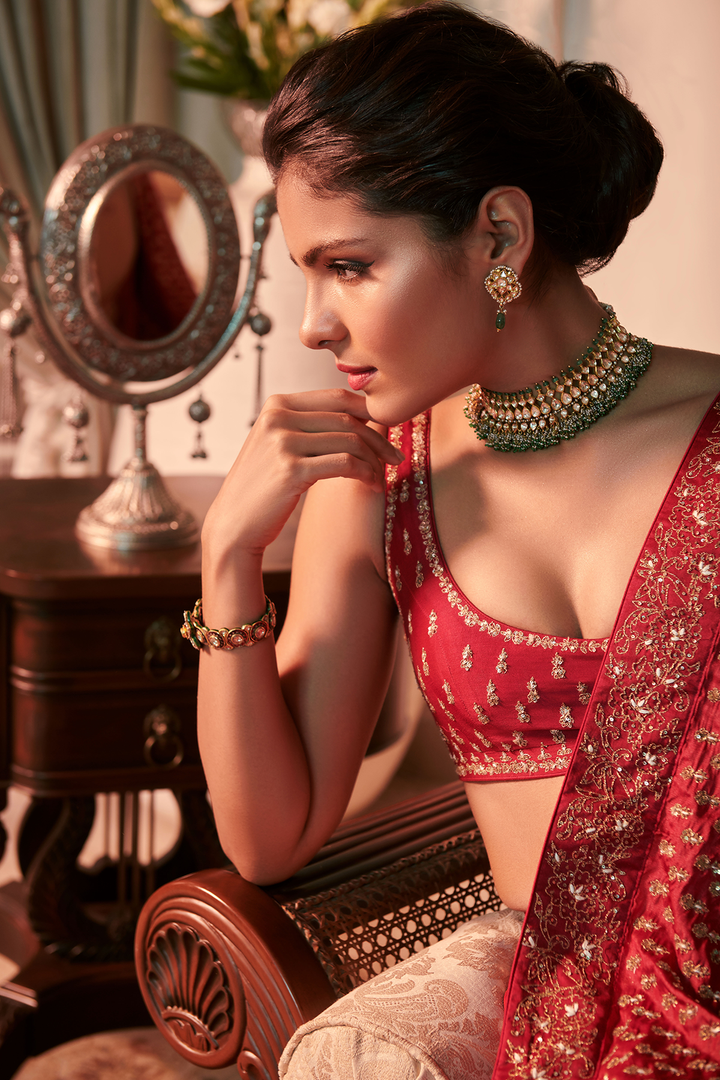 SUNEHRI Red Lehenga Choli Set