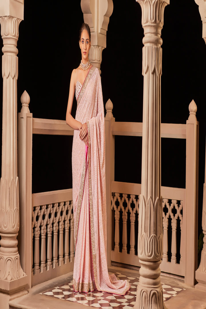 Pink Chickankari Saree