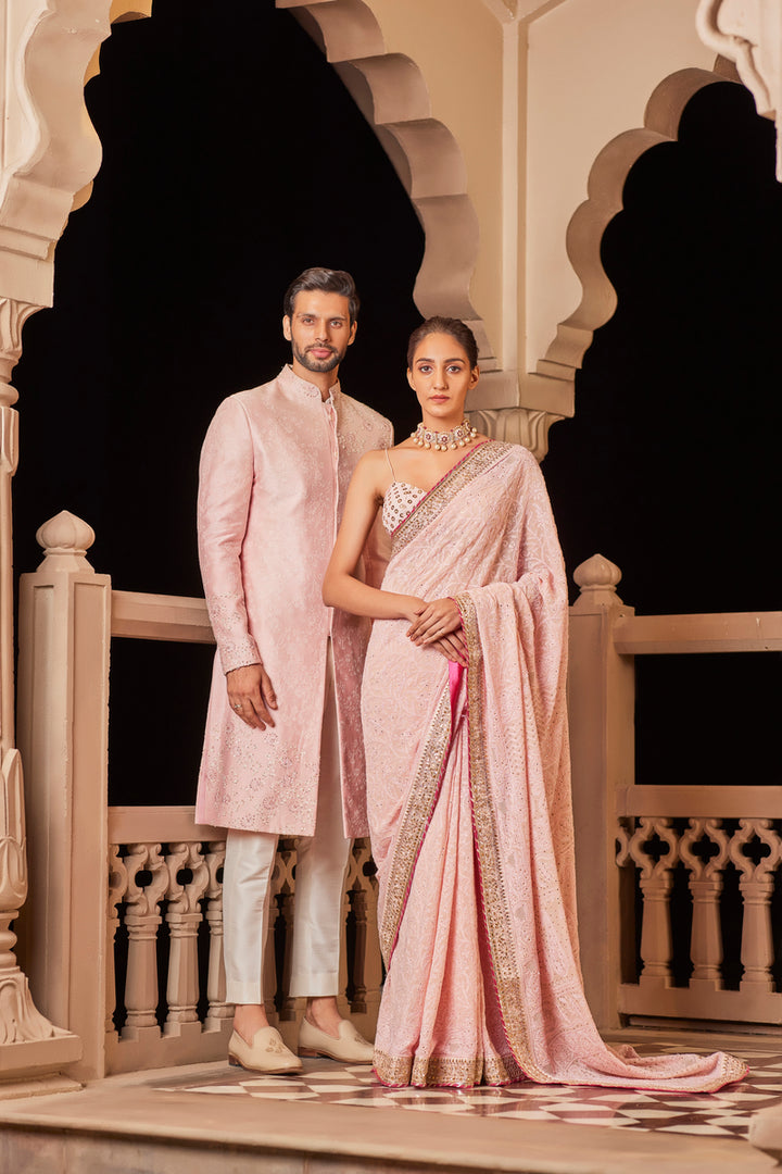 Pink Chickankari Saree