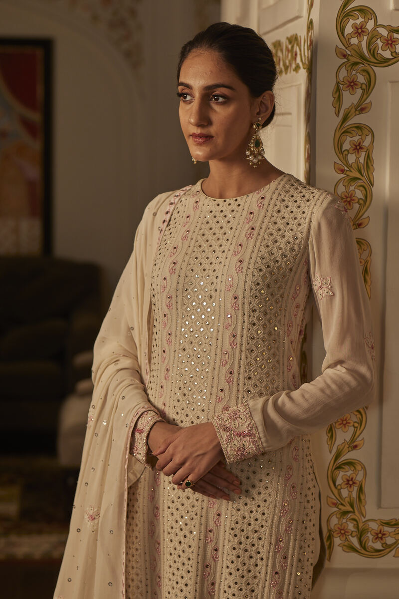 Ivory Chickankari Suit
