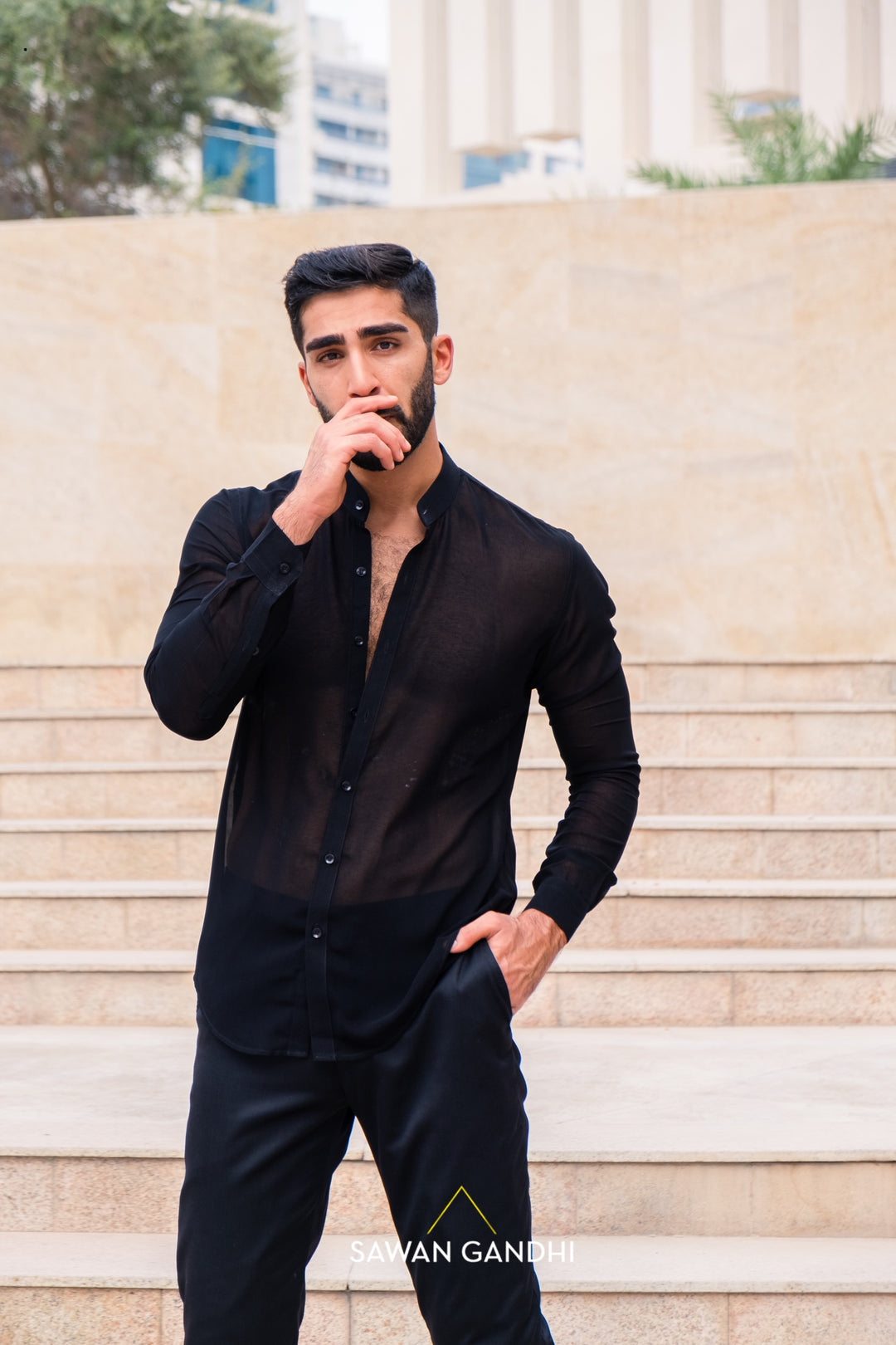 Black georgette shirt