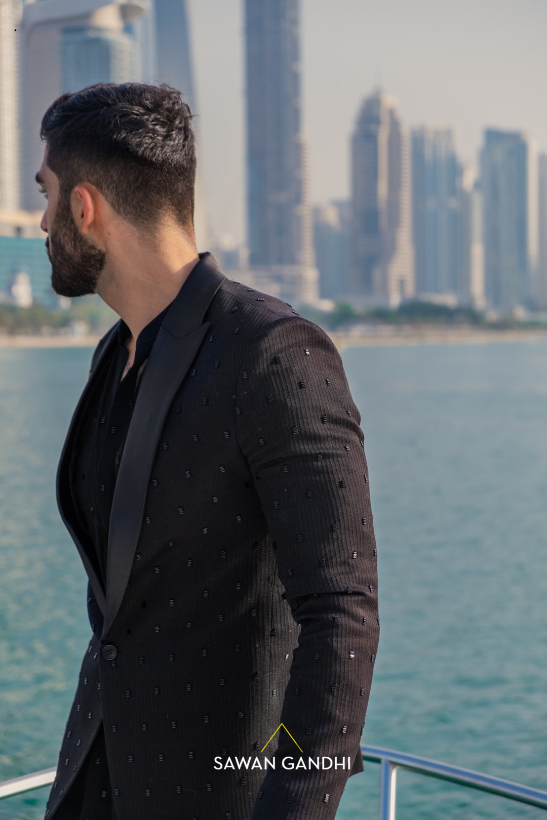 Black cutdana jacket